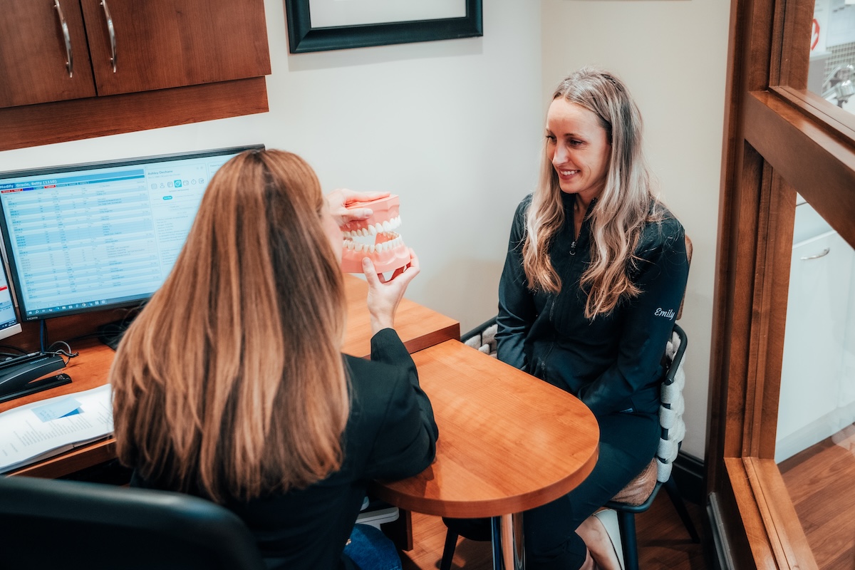 Patient meeting with treatment coordinator at Longworth Dental Bowmanville